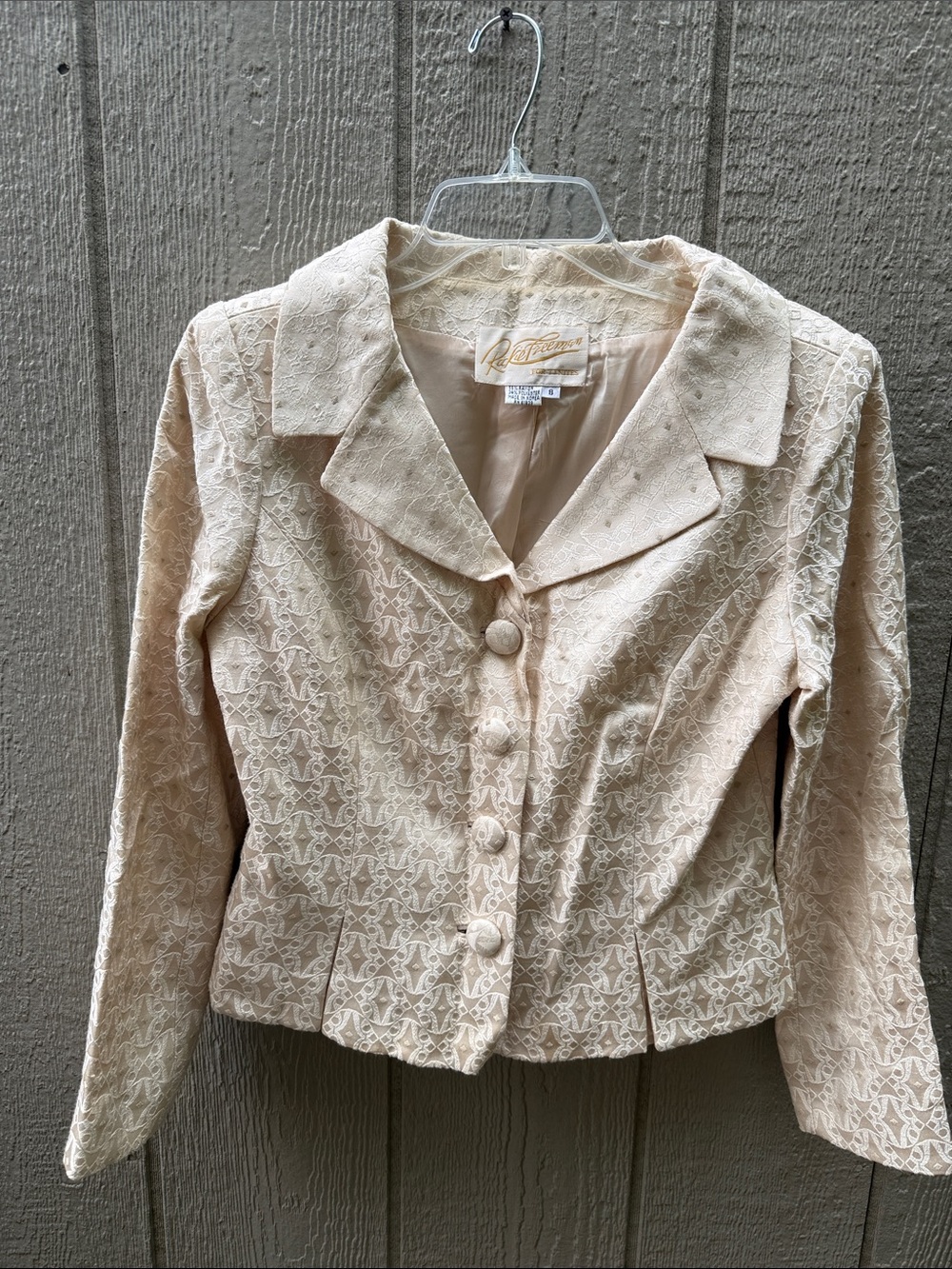 Rickie Freeman Cream Lace Button-Front Women's Jacket size 8